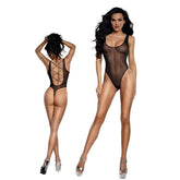 Dream Girl Sheer Mesh Womens Rhinestone Teddy OS - Black - Teddies and Bodysuits